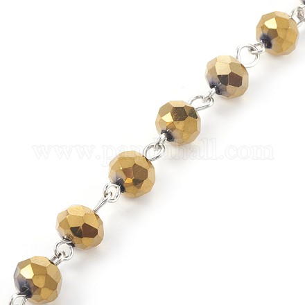 Chaînes de perles de verre électrolytique manuelles AJEW-JB00466-02-1
