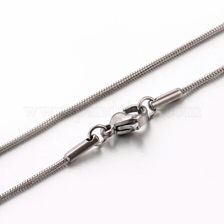 304ステンレススチール製スネークチェーンネックレス  ステンレス鋼色  17.7インチ（45cm）  1.2mm STAS-M174-018P-A-1