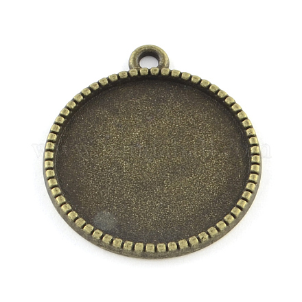 Supports de pendentif de cabochon plat rond de style tibétain en alliage TIBEP-Q045-068B-AB-NR-1