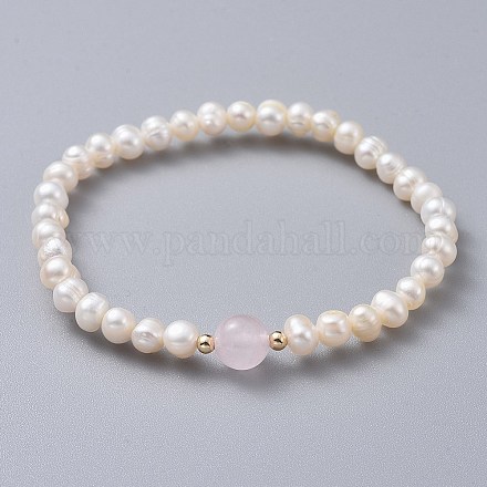 Grado elástico a pulseras de perlas naturales de agua dulce X-BJEW-JB04623-01-1
