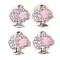 Alloy and Rhinestone Pendants, Tree with Rose Charms, Pearl Pink, 19x16mm