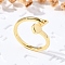 Brass Cuff Rings for Women, Letter, Letter H, Inner Diameter: 15.6mm