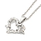 Brass Micro Pave Clear Cubic Zirconia Pendant Necklaces, Cable Chain, Heart, Platinum, 19.88 inch(50.5cm)