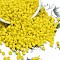 Frosted Opaque 6/0 Glass Seed Beads, Round, Yellow, 4~5x2.5~5mm, Hole: 1mm, about 4500pcs/bag, 440~450g/bag
