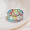 Blooming Acrylic Cuff Rings, Light Sky Blue, Inner Diameter: 20mm