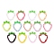 Alloy Spring Gate Rings, with Enamel, Strawberry, Mixed Color, 38x31x4.5mm