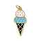 Rack Plating Brass Enamel Pendants, with Jump Ring, Cadmium Free & Lead Free, Real 18K Gold Plated, Ice Cream Charm, Dark Slate Blue, 23x9.5x2.3mm, Hole: 3.4mm