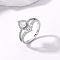 Brass Micro Pave Cubic Zirconia Double Layer Finger Rings, Teardrop, Silver, Teardrop: 14mm, US Size 7(17.3mm)