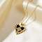 Shiny Heart Star Brass Clear Cubic Zirconia Pendant Necklaces, with Black Enamel, Golden, 15.75 inch(40cm)