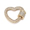 Brass Micro Pave Clear Cubic Zirconia Screw Carabiner Lock Charms, for Necklaces Making, Long-Lasting Plated, Heart, Real 18K Gold Plated, 22.5x25.5x3.5mm, Screw: 8x7.5mm