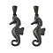Ion Plating(IP) 304 Stainless Steel Pendants, Sea Horse, Black, 29x12.5x4mm, Hole: 8x3.5mm