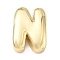 Brass Initial Beads, Real 18K Gold Plated, Long-Lasting Plated, Rack Plating, Lead Free & Cadmium Free, Letter N, 21x15.5x7mm, Hole: 8.5x4mm