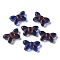 Transparent Lampwork Beads, Butterfly, Dark Blue, 11x19x6mm, Hole: 1mm, about 55~65pcs/100g
