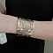Rose Pattern Alloy Upper Arm Open Cuff Bangles, Armband Bangles, Platinum, 2-1/2 inch(6.5cm)