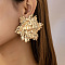 Alloy Stud Earrings, Flower, Golden, 72mm