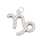 316 Stainless Steel Micro Pave Cubic Zirconia Pendants, with Jump Rings, Stainless Steel Color, 12 Constellation Charm, Stainless Steel Color, Capricorn, 14x15.5x2mm, Hole: 2.5mm