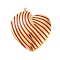 304 Stainless Steel Pendants, with Enamel, Stripe Heart Charm, Golden, FireBrick, 28x24x4.5mm, Hole: 2mm