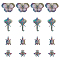 16Pcs 4 Style Alloy Big Pendants, Cadmium Free & Lead Free, Mixed Shapes, Rainbow Color, 4pcs/style