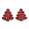Christmas Tree Polymer Clay Rhinestone Beads, Focals Beads for Beadable Pens Jewelry Keychain Making, Light Siam, 30.5x27.5x8mm, Hole: 2mm