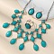 Oval Bohemian Style Synthetic Turquoise Pendant Necklaces & Dangle Earrings & Rings Sets, Alloy Jewelry Sets, Antique Silver, 450mm