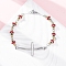 201 Stainless Steel Link Chain Bracelets, with 304 Stainless Steel Clasps and Rhinestone, Cross, Ion Plating(IP) 304, Light Siam, 8-1/2~8-3/4 inch(21.7~23.3cm)