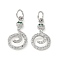 Brass Micro Pave Cubic Zirconia Pendants, Snake Charms, with Jump Ring, Platinum, 17x10x4mm, Hole: 3.5mm