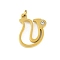 304 Stainless Steel Pendants, with Cubic Zirconia, Letter Charms with Jump Rings, Real 18K Gold Plated, Letter U, 20x16.5x2.2mm, Hole: 3mm