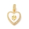 Brass Micro Pave Clear Cubic Zirconia Pendents, Heart Charms, with Enamel, Real 18K Gold Plated, Rack Plating, Lead Free & Cadmium Free, Clover, 19x18x2.5mm, Hole: 4.5x2mm