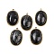 Natural Labradorite Pendants, 304 Stainless Steel Oval Charms, Real 14K Gold Plated, 22x14.5~15x6.5~8mm, Hole: 1.5mm