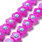 Glass Beads Strands, Hand Drawn Beads, with Enamel, Flower, Magenta, 14.5~15x14x8~8.5mm, Hole: 1mm, about 25pcs/strand, 13.46''(34.2cm)