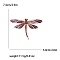 Enamel Pin, Alloy Rhinestone Brooch for Backpack Clothes, Dragonfly, Golden, Red, 74x50mm