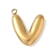 304 Stainless Steel Initial Pendants, Ion Plating(IP), Real 18K Gold Plated, Letter V, 16~18x6~18x3mm, Hole: 1.8mm
