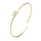 Rack Plating Brass Micro Pave Clear Cubic Zirconia Letter Open Cuff Bangles, Torque Bangles for Women, Real 18K Gold Plated, Lead Free & Cadmium Free, Letter W, Inner Diameter: 1-7/8x2-1/4 inch(4.8x5.8cm)