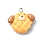 Resin Pendants, with Iron Findings, Dog, 24.5x25x8.5mm, Hole: 2mm