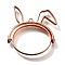 Rabbit Rotatable Alloy Swivel Open Back Bezel Pendants, For DIY UV Resin, Epoxy Resin, Cadmium Free & Nickel Free & Lead Free, Rose Gold, 35x33.5x3.5mm, Hole: 1.4mm