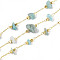 Brass Cable Chains, with Natural Amazonite, Soldered, with Spool, Long-Lasting Plated, Golden, 1~8x3~17x1~8mm, about 32.81 Feet(10m)/Roll