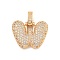 Brass Micro Pave Clear Cubic Zirconia Pendants, Real 18K Gold Plated, Letter W, 31x20x5mm, Hole: 3x6mm