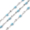 304 Stainless Steel Link Chains, with Spool, with Enamel, Soldered, Golden, Steel Blue, 4~10x2x0.4~2mm, about 32.8 Feet(10m)/roll
