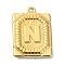 Ion Plating(IP) 304 Stainless Steel Pendants, Rectangle with Letter Charm, Real 18K Gold Plated, Letter N, 24.5x18x3mm, Hole: 1.8mm