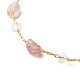 Ensemble de bracelets de cheville en perles de quartz fraise naturelle pour fille femme AJEW-AN00450-03-10