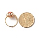 女の子の女性のための天然なマシャン翡翠の指輪  ラウンドシェルパールビーズリング  真鍮製ワイヤーラップリング  ゴールドカラー  usサイズ7 3/4(17.9mm) X1-RJEW-TA00012-3-7