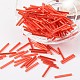Red Silver-Lined Round Hole Glass Bugle Beads X-SEED-J002-03-1