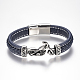 Men's Braided Leather Cord Bracelets BJEW-H559-10B-1