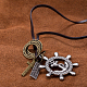 Adjustable Retro Zinc Alloy Pendant and Leather Cord Lariat Necklaces For Men NJEW-BB15985-B-7