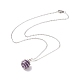 Collier pendentif cage en pierres précieuses naturelles avec 304 chaînes de câbles en acier inoxydable pour femmes X-NJEW-JN03905-01-4