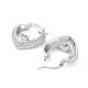 Clear Cubic Zirconia Heart Hoop Earrings EJEW-F329-01P-2