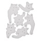 炭素鋼カッティングダイステンシル  DIYスクラップブッキング/フォトアルバム用  装飾的なエンボス印刷紙のカード  猫  マットプラチナカラー  11.3x8.7x0.08cm DIY-P011-19-2
