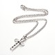 304 Stainless Steel Rolo Chain Cross Pendant Necklaces NJEW-JN01287-2