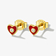 Heart Real 18K Gold Plated 925 Sterling Silver Micro Pave Cubic Zirconia Stud Earrings with Enamel PI4374-1-1