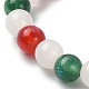 Bracciale elasticizzato con perline rotonde in resina con ciondoli natalizi in lega di smalto BJEW-JB09525-5